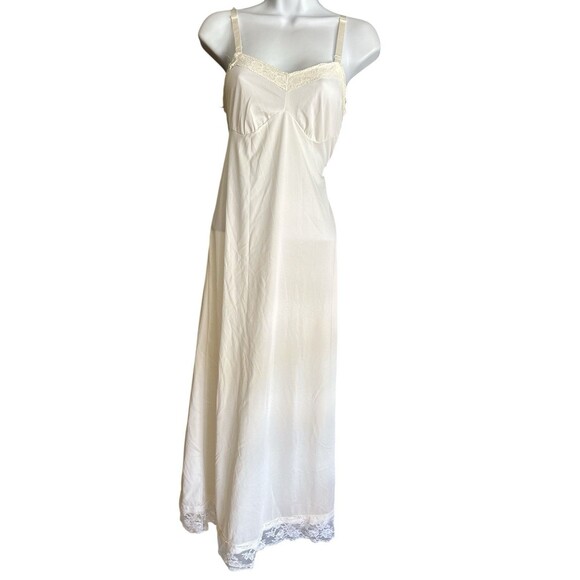 Vintage  Beehive 50s 60s White Nylon Mini Slip Dress Size 32D Chest Long - Picture 6 of 14